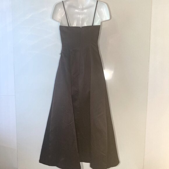 David's Bridal SZ 8 truffle satin strapless formal flare gown bridal formal prom - Picture 6 of 13